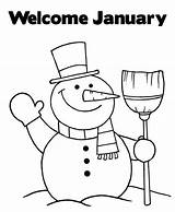 January Coloring Pages Snowman Printable Welcome Color Print Winter Preschool Choose Board Year sketch template