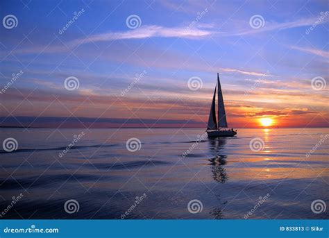 yacht sailing  sunset stock image image  leisure calm