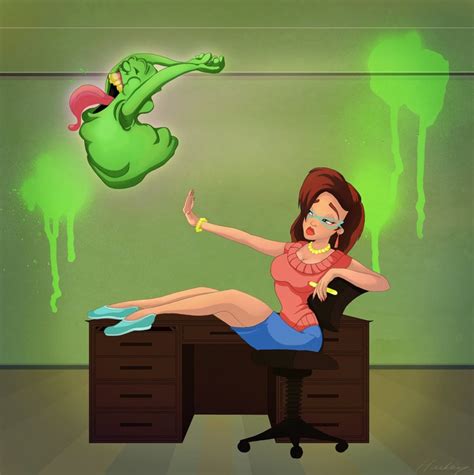 ghostbusters janine melnitz and slimer ghostbusters