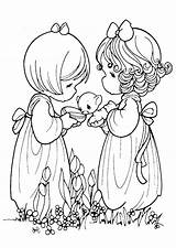 Coloring Pages Children Precious Moments Google Young Girls sketch template