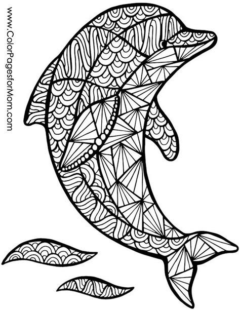 dolphin coloring page adult colouringanimalszentangles pinterest