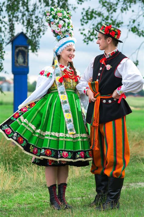 Traditional Wedding In Folk Costumes From Łowicz Polish Folk