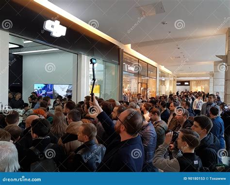 crowd  people   opening  dji store editorial stock photo image  drone innovations