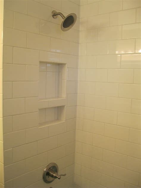 white subway tile shower bathroom austin  concept construction