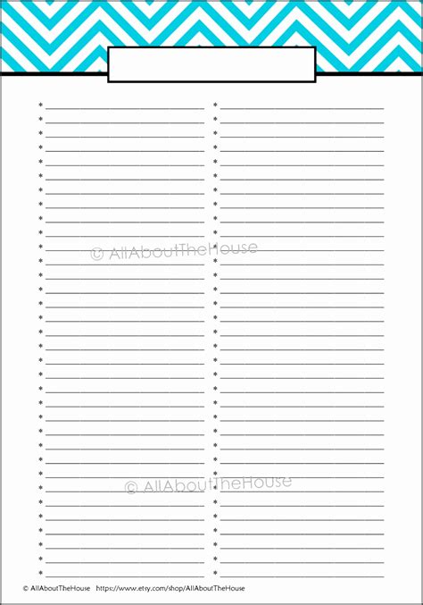 blank list template word