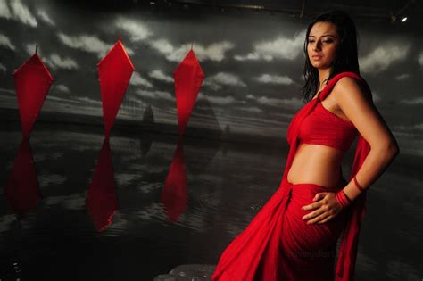 Telugu Cinema Wallpapers Isha Chawla Hot Wet Red Saree Stills Prema