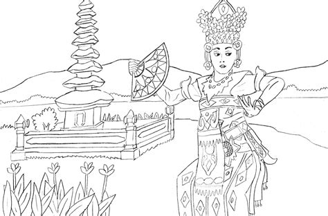 sketsa gambar  menari toraja indonesia imagesee