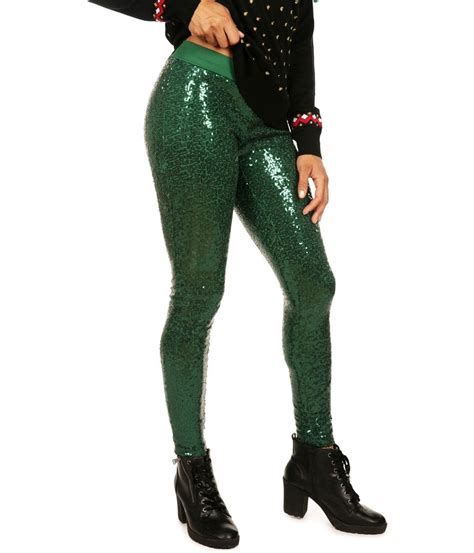 Dark Green Sequin Leggings Women S Christmas Outfits Tipsy Elves