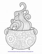 Coloring Halloween Adult Pages Cauldron Print sketch template