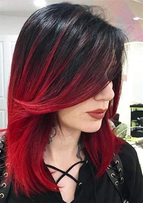 flattering red ombre  black hair ideas  trends