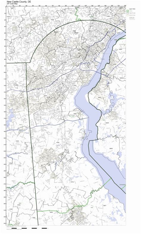 New Castle County Delaware De Zip Code Map Not Laminated