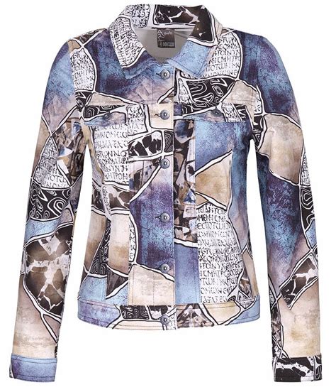 simply art dolcezza blue mood print abstract art soft denim jacket