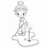 Birthday Playing Golfer sketch template