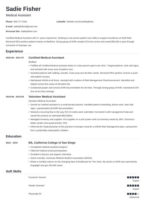 medical assistant resumes examples  samples examples