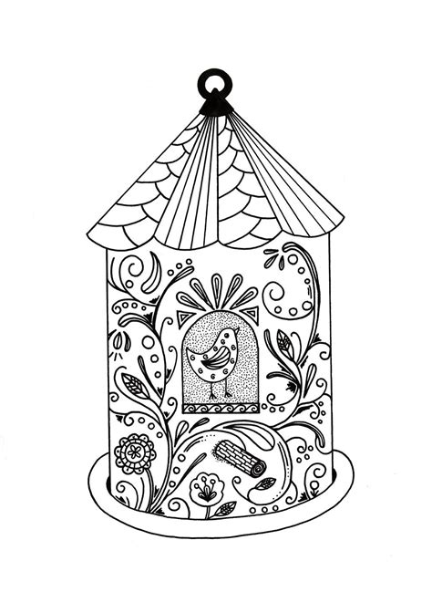 whimsical bird house adult coloring page favecraftscom