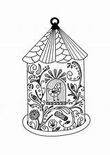 Coloring Bird House Adult Whimsical Pages Birdhouse Adults Easy Favecrafts Comments sketch template