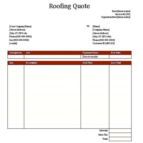 roofing invoice template printable invoice template roofing roofing