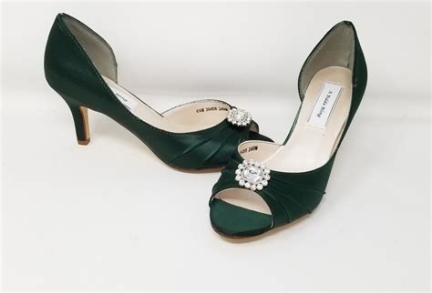 green wedding shoes with crystals bridal shoes hunter green etsy