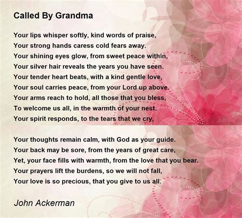 called by grandma poem by john ackerman poem hunter
