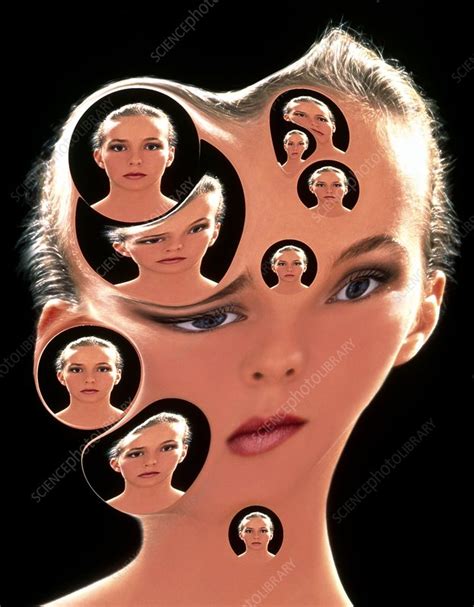 abstract of woman multiple personality disorder stock
