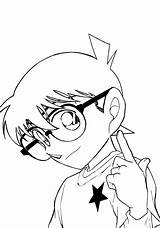 Conan Detective Mewarnai Hitam Shinichi Detektif Edogawa Menggambar Aniyuki Genial Coloringfolder sketch template