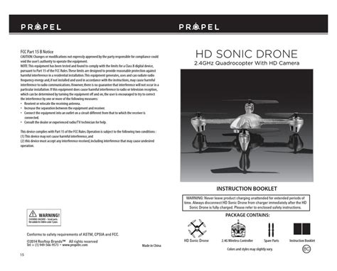 propel rc hd sonic drone instruction booklet   manualslib
