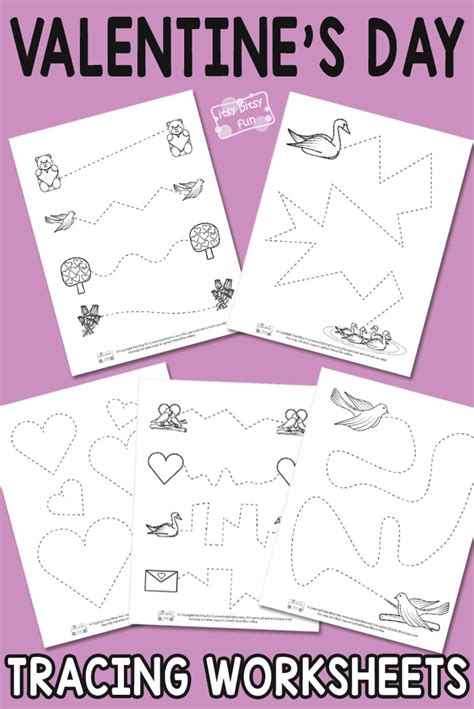 valentines day tracing worksheets itsy bitsy fun