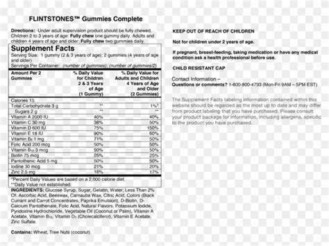 flintstones vitamin nutrition label  fc  flintstones complete gummies label hd