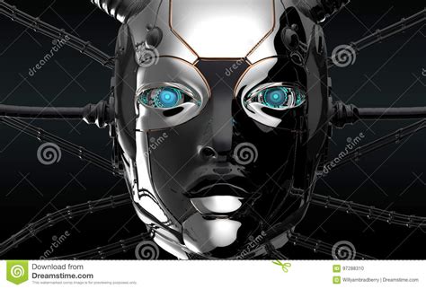 Female Robot Face Futuristic Design Stock Illustration