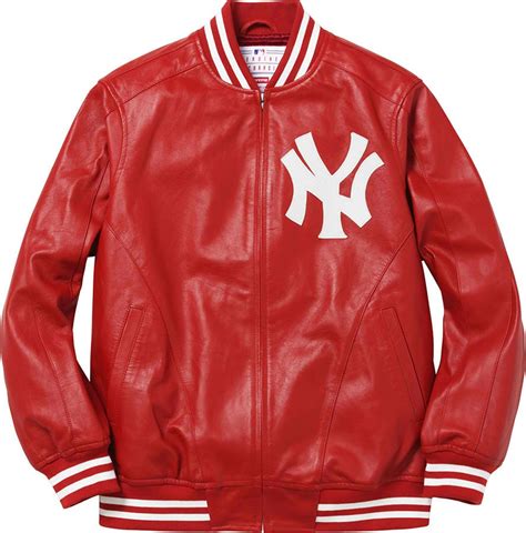 supreme yankees leather varsity jacket red ss