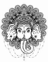Ganesha Coloring Pages Mandala Lord Hindu Vector Illustration Pattern Tattoo Hand Print Adults Paisley Book Indian Ganesh Wonder Motifs God sketch template