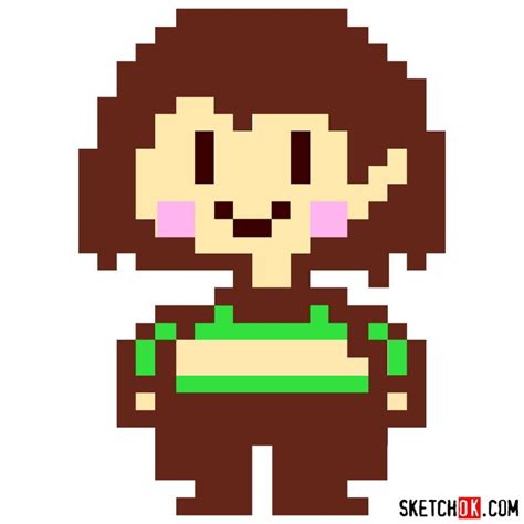 draw pixel chara  undertale sketchok step  step