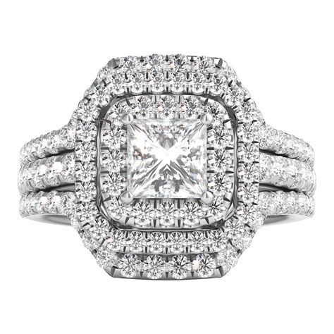 ct tw diamond halo engagement ring set   white gold helzberg diamonds