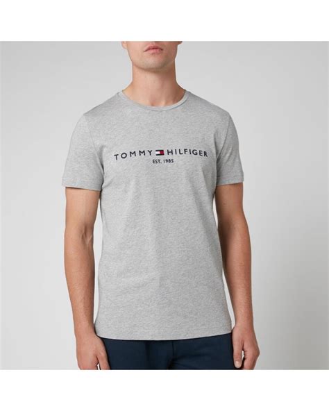 tommy hilfiger tommy logo t shirt in grey gray for men lyst