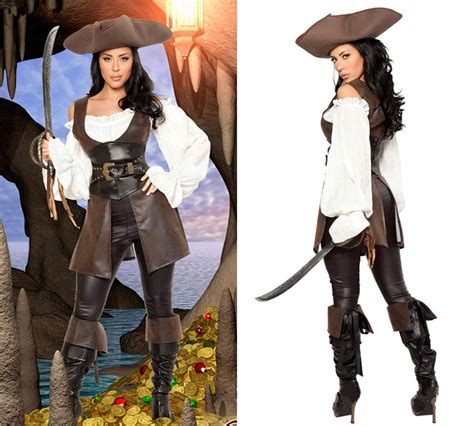 halloween women cosplay costumes sexy pirates costumes brown full