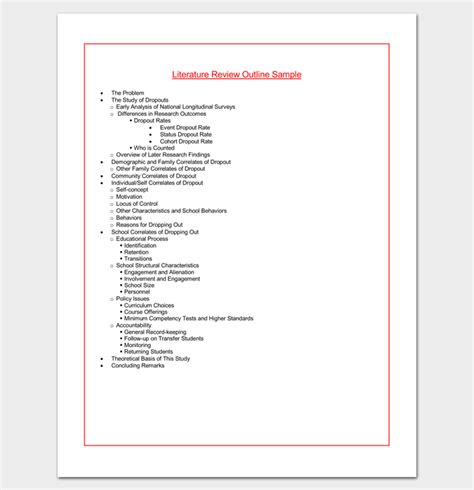 sample literature review outline literature review outline thesis