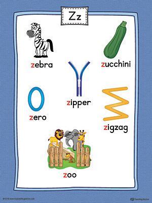letter  word list  illustrations printable poster color