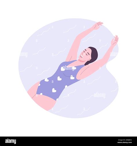floating isolated cartoon vector illustrations girl floating  spa