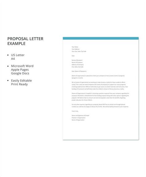 sample proposal letter templates   ms word pages