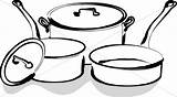 Pots Pans Clipart Utensils Kitchen Pan Cookware Clip Drawing Cook Ware Cooking Cafeteria Cliparts Food Big Vector Clipground Graphics Library sketch template