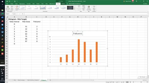 membuat grafik histogram  exel youtube