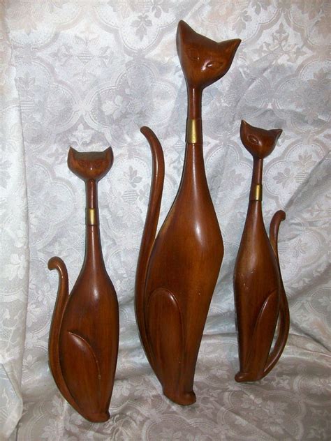 3 Mid Century Modern Sexton Metal Cat Wall Plaques Groovy Retro Kitsch