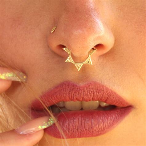 Gold Septum Ring Unique Septum Ring Septum Piercing Jewelry Etsy