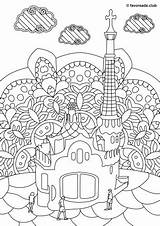 Park Gaudi Guell Antoni Coloring Pages Sights Creative Favoreads Printable Adult 5th Grade Arts Crafts sketch template