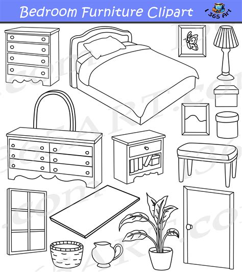 bedroom clipart home furniture graphics commercial clipart  school