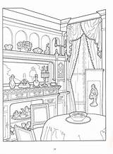 Coloring Pages Victorian House Adults Room Book Colouring Adult Color Houses Printable Architecture Line Drawing Clipart Scenery Sheets Aesthetic Library sketch template