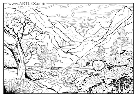 collection   landscapes coloring pages   print