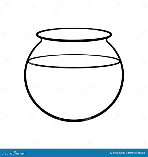 empty fish bowl outline icon stock vector illustration  isolated