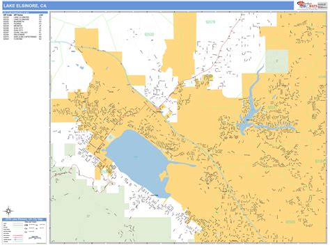lake elsinore california wall map basic style  marketmaps mapsales