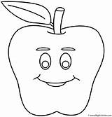 Coloring Smiley Pages Faces Apple Face Fruits Vegetables Printable School Clipart Back Apples 100th Kids Color Clip Outline Print Apple3 sketch template